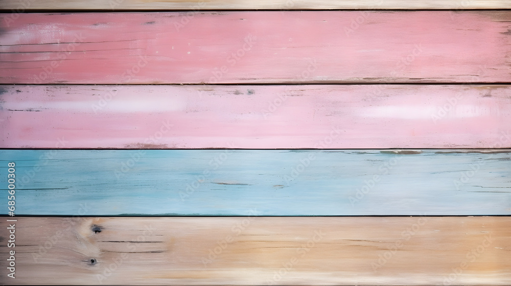 wood background or texture with planks pastel colored. Generative AI.