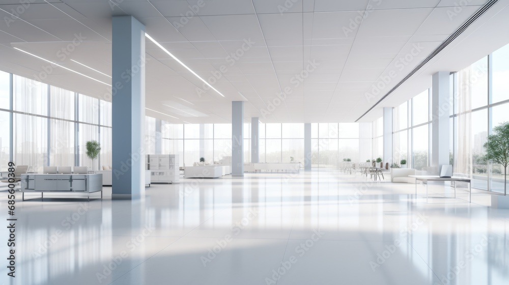 Obraz premium Modern open space office with city view 3D Render