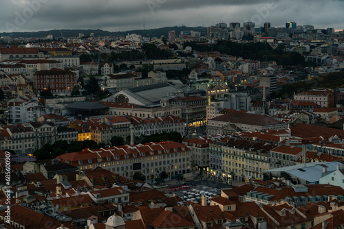 Lisbon at night from a bird-eye perspective