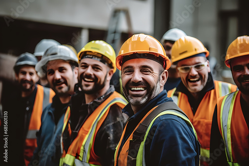 Smiling construction workers photo