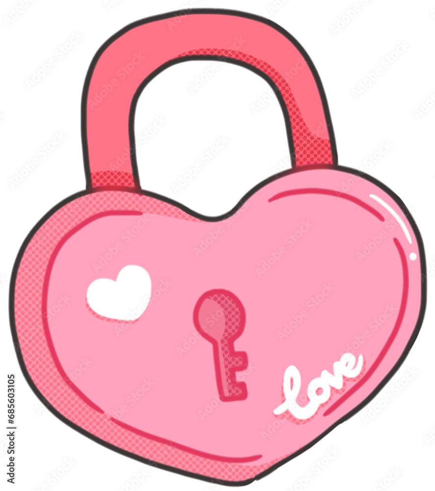 Heart shaped lock cartoon hand drawn illustration Heart shaped lock cartoon hand drawn illustration