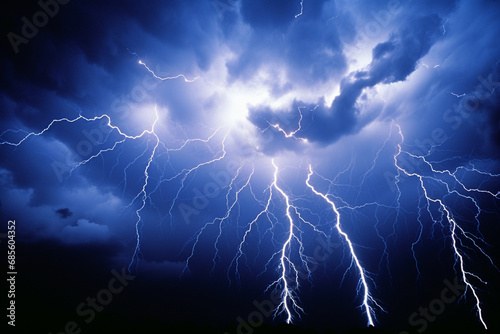 Captivating image of a lightning storm, with bolts of lightning illuminating the night sky in a dramatic and electrifying display.