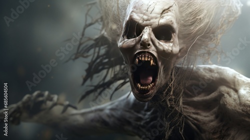 Creepy and screaming horror characters background wallpaper ai generated image