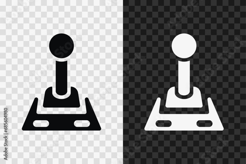 Gaming manipulator silhouette icon, vector glyph sign. Joystick symbol isolated on dark and light transparent backgrounds.