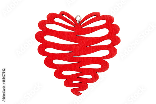 heart shape wooden, christmas decoration isolated on whtie photo