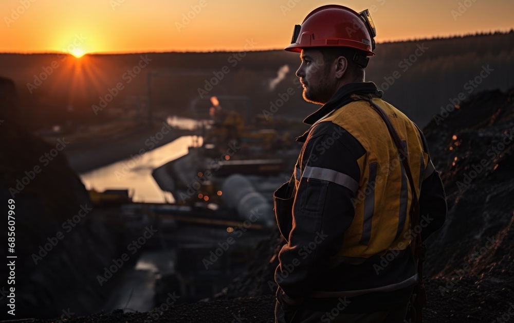 Obraz premium copper mine worker open pit Mine Surveying