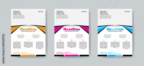 Business Leaflet Brochure Flyer Template Design Set. Corporate Flyer Template