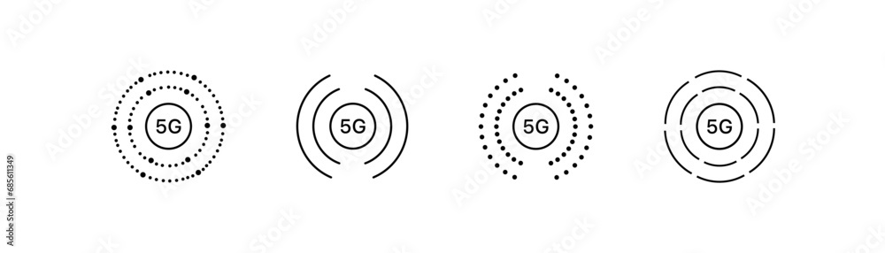 5G signal icons. Outline, 5G signal distribution icons. Vector icons 5G signal icons. Outline, 5G signal distribution icons. Vector icons