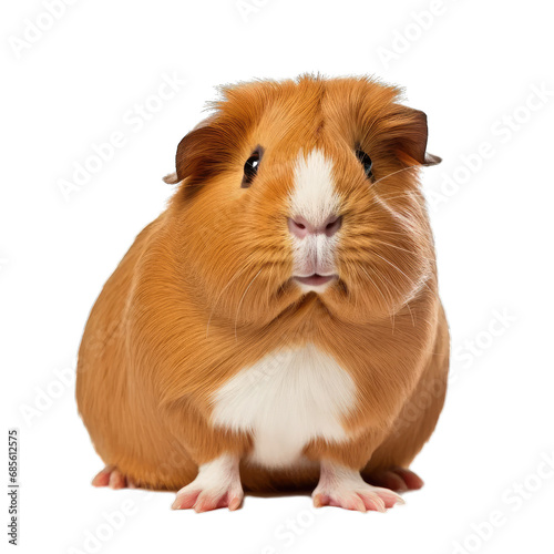 A guinea pig sitting on a white background