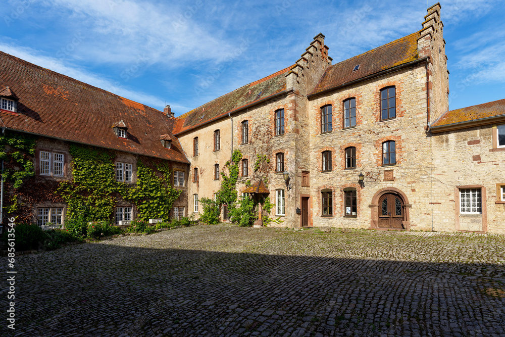  Schloss Saaleck bei der Weinstadt Hammelburg, Landkreis Bad Kissingen, Unterfranken, Franken, Bayern, Deutschland