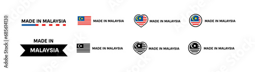 Made in Malaysia flag icons. Different styles, Made in Malaysia flag in square, heart, circle icons. Vector icons