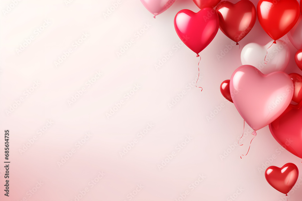heart shaped balloons Bright balls on a pink background with copyspace
