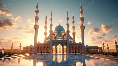 Mosque with beauty sky impressive place of worship photo