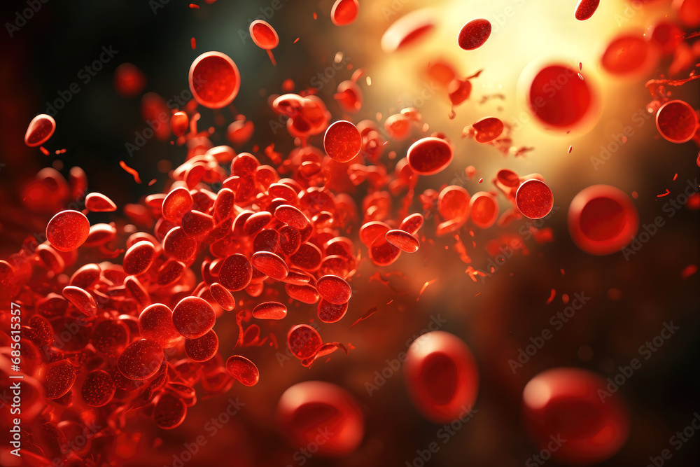 Blood cells flowing illustration. 