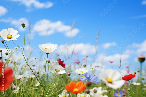 Vibrant Flowers Beneath the blue Sky