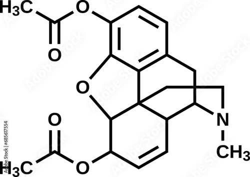 Heroin structural formula, vector illustration