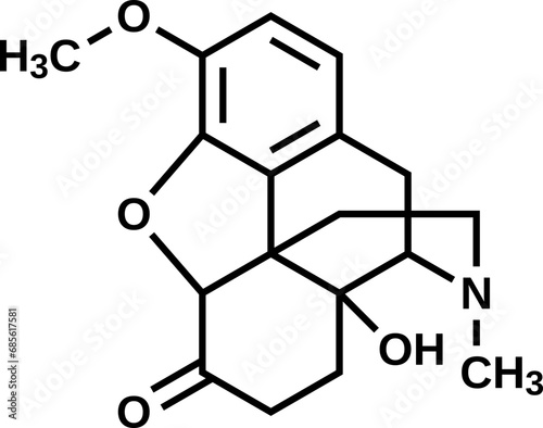 Oxycodone structural formula, vector illustration
