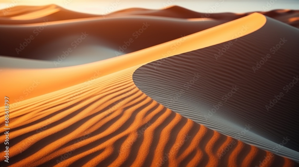 Naklejka premium The red deset outside Dubai, with a dune in the foreground and a dunescape extending to the horizon in the background