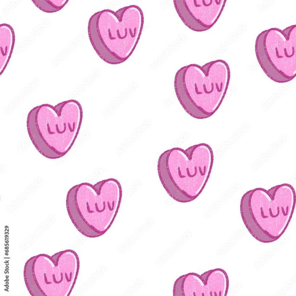 heart with love cartoon seamless pattern on white background.