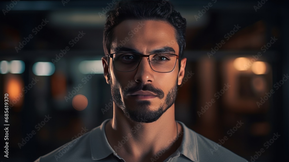 Arab male face in glasses Arab male face in glasses