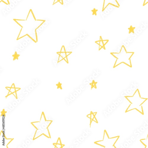 Star cartoon illustration seamless pattern on white background.