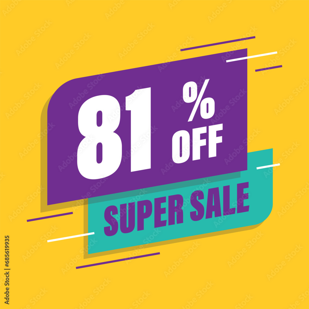 Eighty one 81% percent purple and green sale tag vector Eighty one 81% percent purple and green sale tag vector