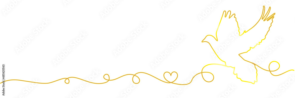 Illustration vector of a dove with gold line art style for background