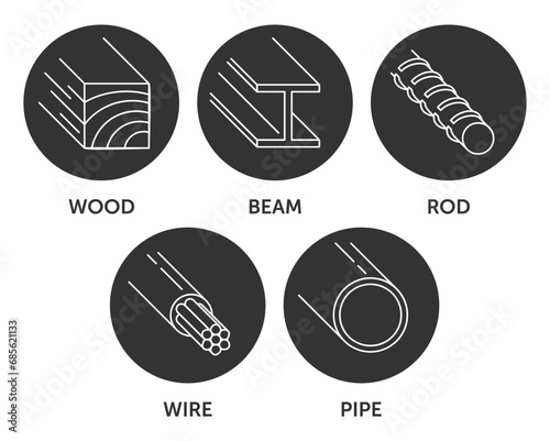 Stud finder icons - Wood, Beam, Rod, Wire, Pipe