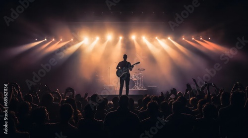 Silhouette of guitarist on the stage