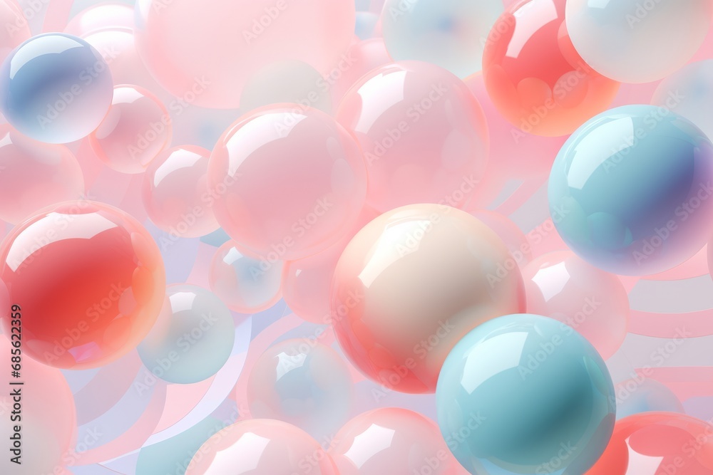 Geometric shapes. Pastel spheres abstract background