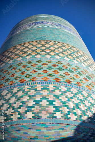 and beautiful patterns with multiple colored marbles in a circle shaped structure, Khiva, the Khoresm agricultural oasis, Citadel.