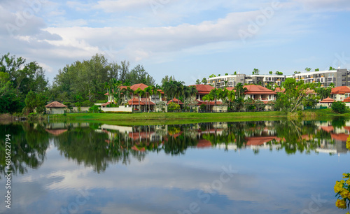 Thailand Phuket island lagoon area. nature and houses, beach and sea