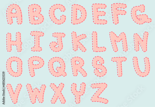 Alphabet pink letter, dotted line frame