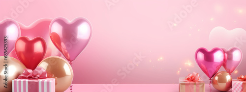 Valentines day romantic background - gifts with red bows and hearts Group of colorful autumn leaves on branches on white background

