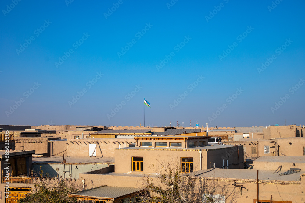 old style homes in a historical City, Khiva, the Khoresm agricultural oasis, Citadel.