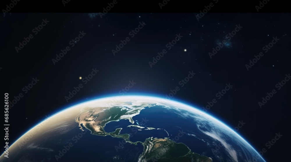 Surface of Earth planet in deep space. Outer dark space wallpaper. Night on planet with cities lights. View from orbit. Elements of this image furnished by NASA