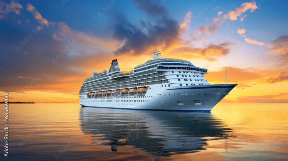 Cruise Ship, Cruise Liners beautiful white cruise ship above luxury cruise in the ocean sea at early in the morning time concept exclusive tourism travel on holiday take a vacation time on summer
