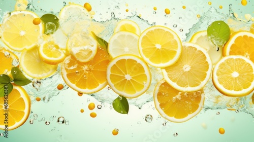 Fresh Lemon fruit falling in the air with splash water isolated on background, Lemon citrus fruit on white background With clipping path.