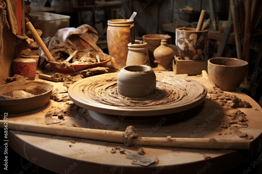 A potter's wheel, the heart of the ceramics studio A potter's wheel, the heart of the ceramics studio
