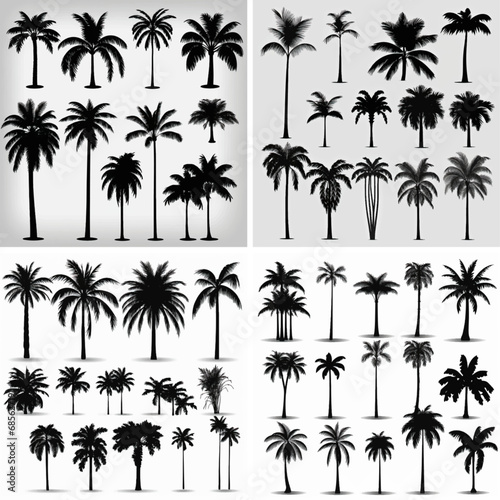 tree nature coconut vector illustration leaf plant palm outline summer forest silhouette tropic 