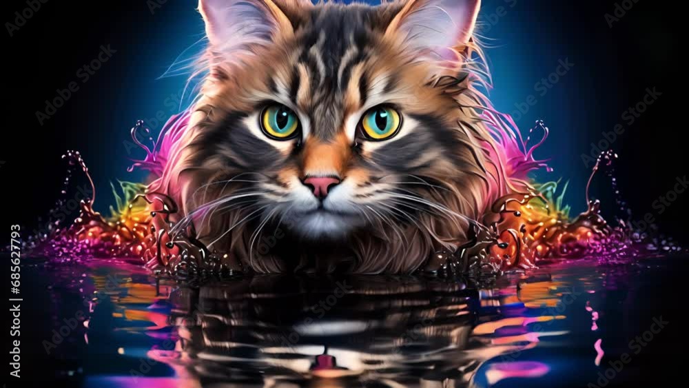 水に浸かる猫,Generative AI 水に浸かる猫,Generative AI