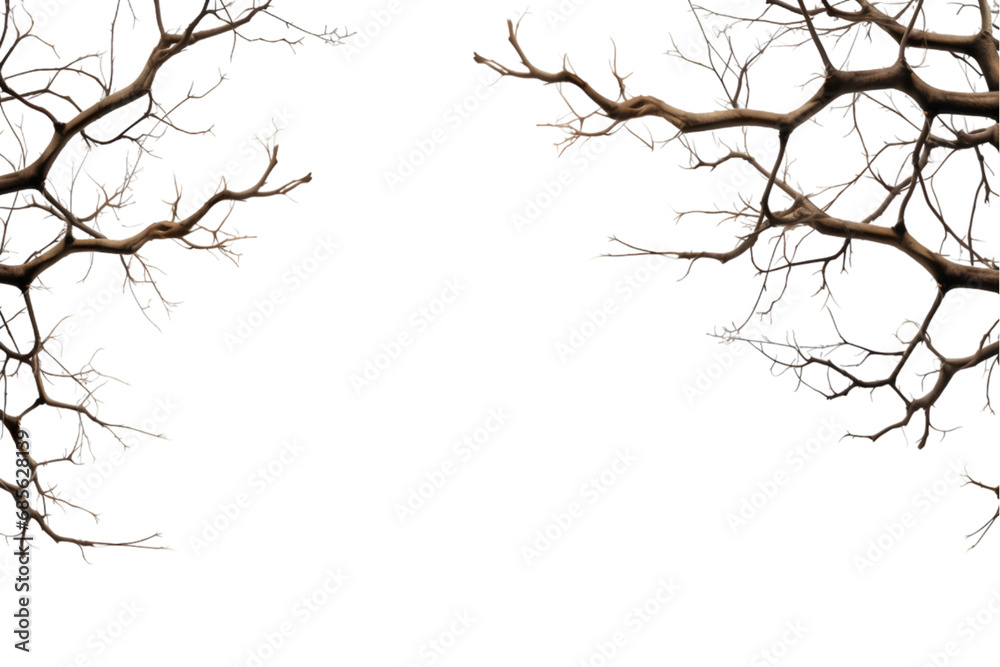 tree branches and isolated on a white transparent background. Generative AI.