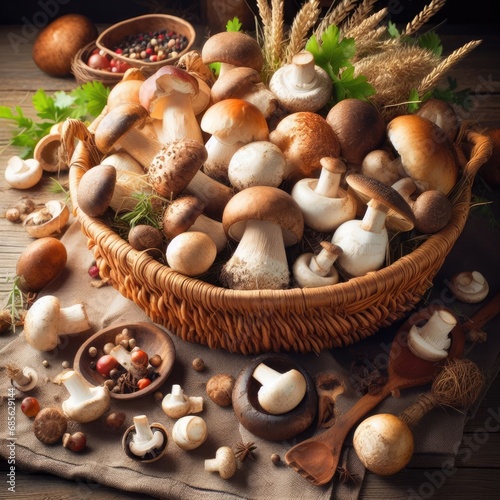 autumn still life with mushrooms
