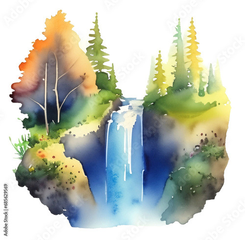 Namalowany wodospad ilustracja