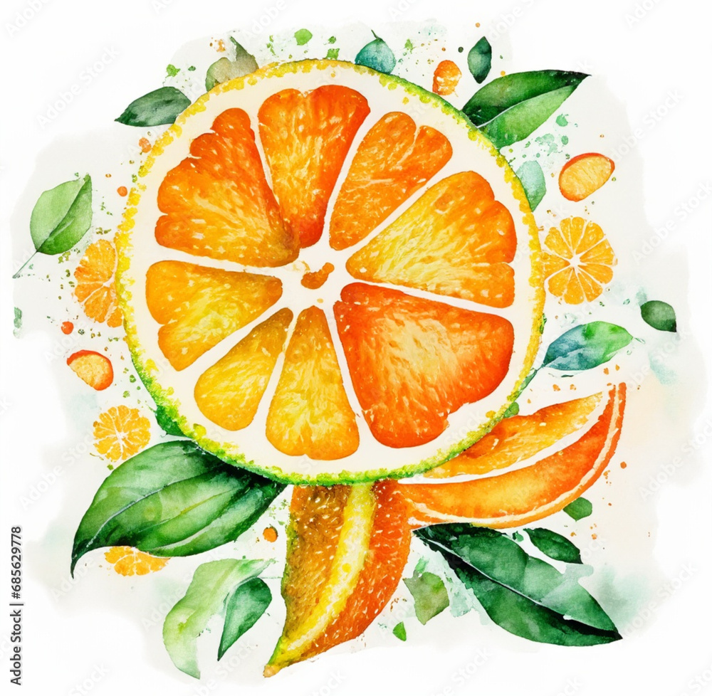 Pomarańcze ilustracja - obrazy, fototapety, plakaty 
