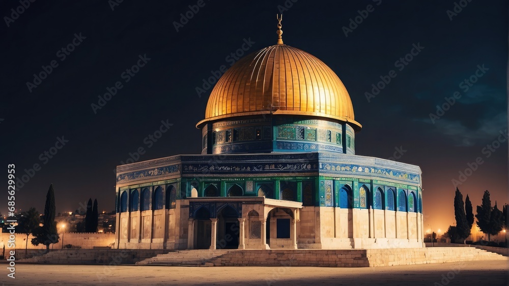 Fototapeta premium dome of the Rock at Night photo