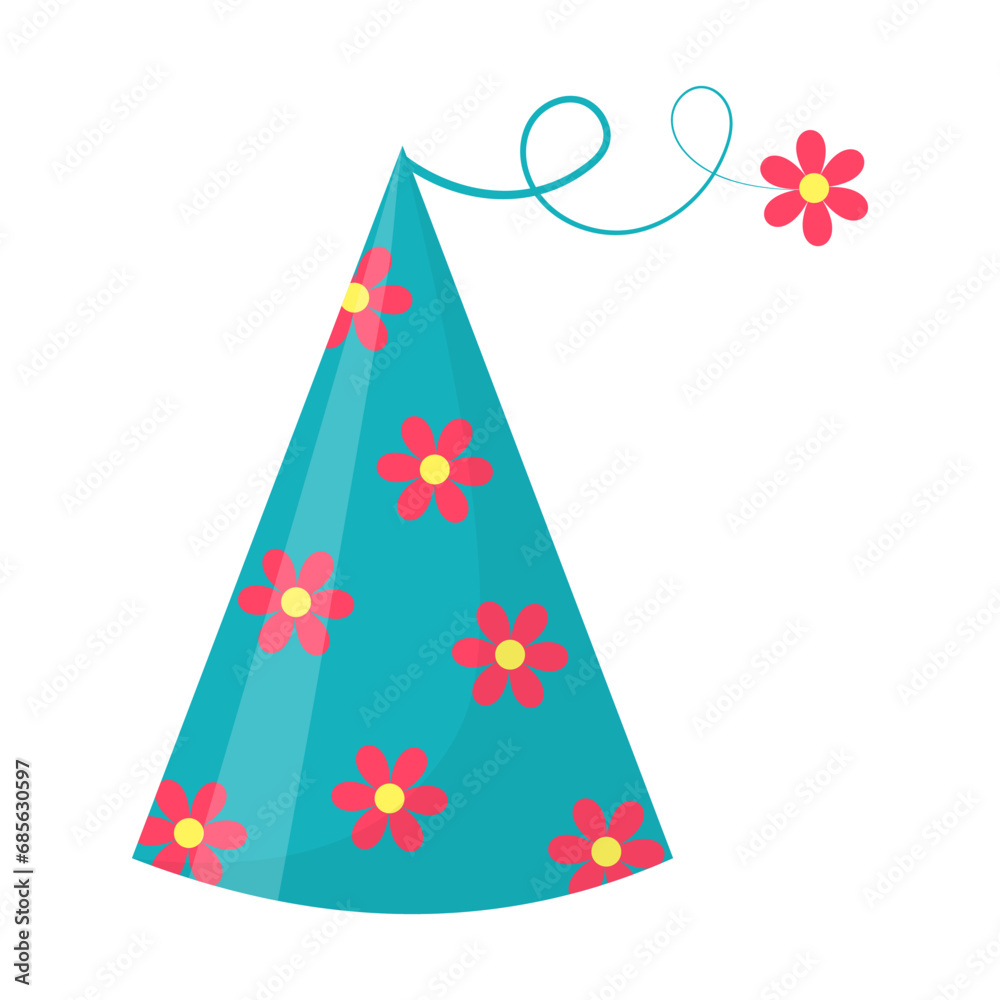 Party hat. Cute birthday cone cap in bright colors. Festive paper cap isolated on white background. Party hat. Cute birthday cone cap in bright colors. Festive paper cap isolated on white background.