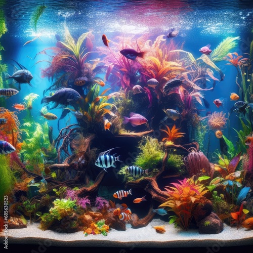 tropical aquarium with fishes © Deanmon