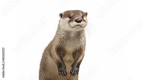 River otter isolated on a white background. Generative Ai photo