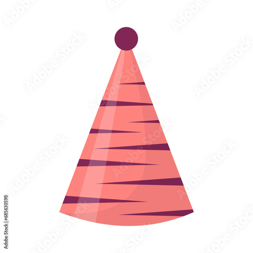 Party hat. Cute birthday cone cap in bright colors. Festive paper cap isolated on white background.